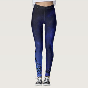 Leggings Notes musicales et constellations bleues