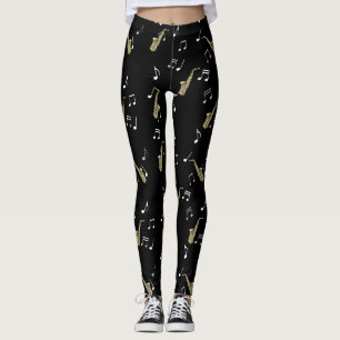 Leggings Notes musicales et saxophones Jazzy 