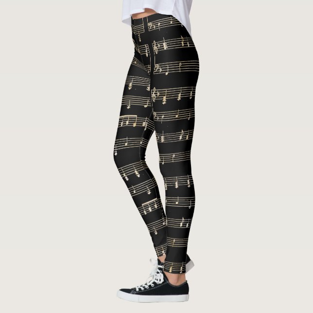Leggings Notes musicales Noir et Beige (Gauche)