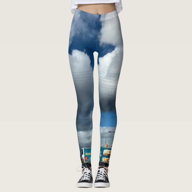 Leggings Nuages de la série Day par AskStudio (Devant)