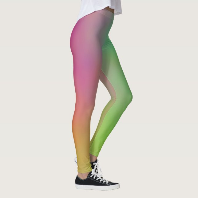 Leggings Nuages de marbre rose et vert (Droite)