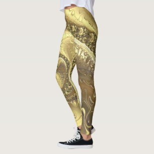 Leggings Nuances de doré tendance Motif de tourbillons frac