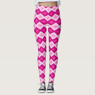 Leggings Nuances de motif de diamant fuchsia