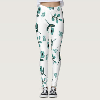 Leggings Nuit florale du jardin bleu