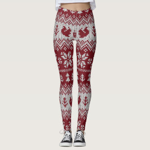 Leggings Nuit, Noël, écureuils, motif vintage.