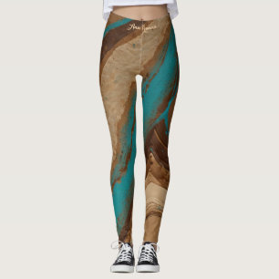 Leggings Oasis du désert Flux Turquoise Terre Brown moderne