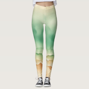 Leggings Ocean Beach Sea Watercolor Soleil Sable