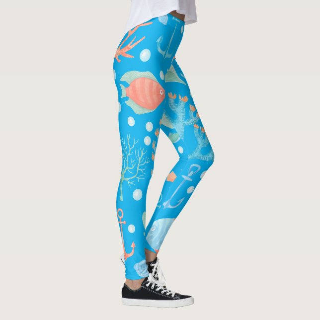 Leggings Ocean Fish Design Tights, Filles femmes (Droite)