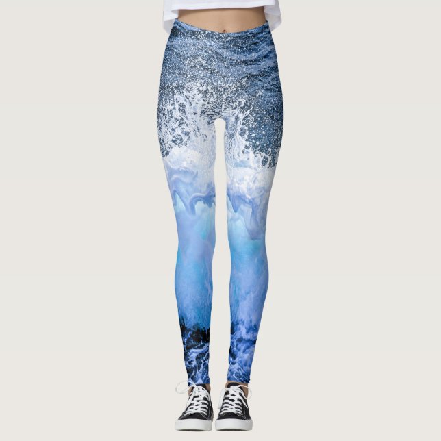 Leggings Océan Vagues Mer Côté Aqua Plage Nautique Mer (Devant)