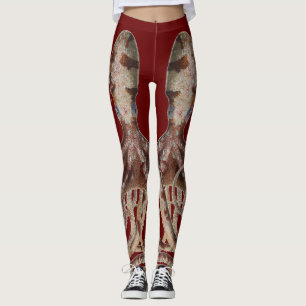 Leggings Octopus à double anneau bleu sur pattes rouges de