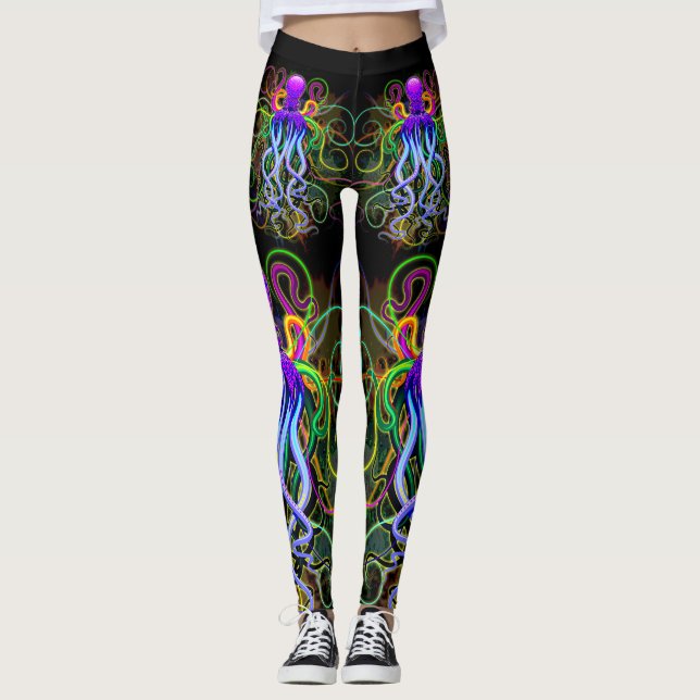 Leggings Octopus Luminescence psychédélique (Devant)