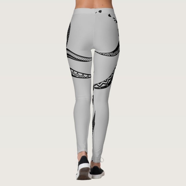 Leggings OCTOPUS POLYNESIAN TRIBAL HAWAII ÎLES Blk (Dos)