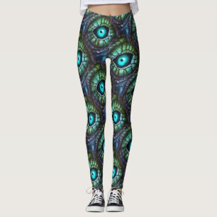 Leggings Œil abstrait bleu vert