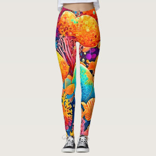 Leggings Oeuvre colorée de la barrière de corail