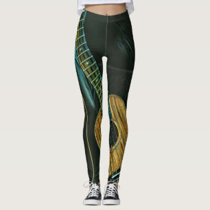 Leggings oeuvre d'art du joueur de guitare rock vintage