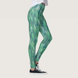 Leggings Oeuvre d'art élégante de pins verts  Légendes