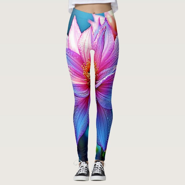 Leggings Oeuvre d'art en fleurs éthérées (Devant)