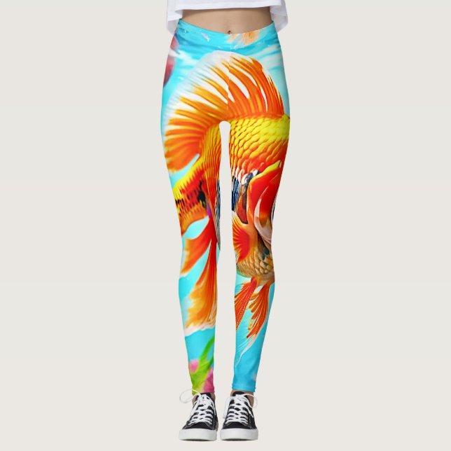 Leggings Oiseau blanc orange (Devant)