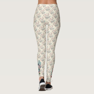Leggings Oiseau folklorique floral au charme Pastel Boho
