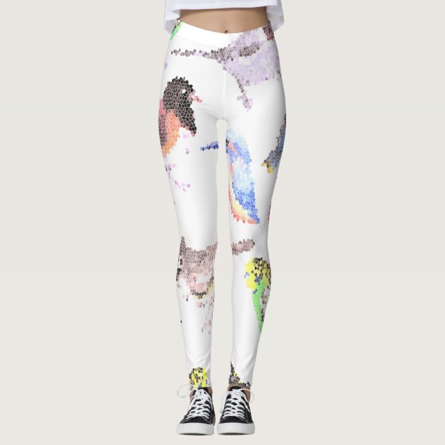 Leggings Oiseaux d'Amérique - Mosaïque d'animaux de compagn (Devant)