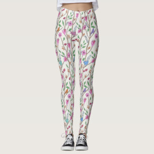 Leggings Oiseaux et fleurs Whimsical élégants