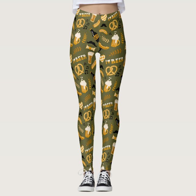 Leggings Oktoberfest Beer Food Motif sans soudure (Devant)