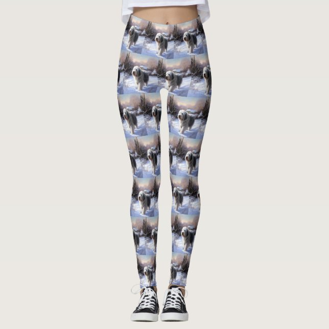 Leggings Old English Sheepdog Laisser neiger Noël (Devant)