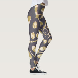 Leggings Olive Green Polka Point Radial Motif Art Imprimer