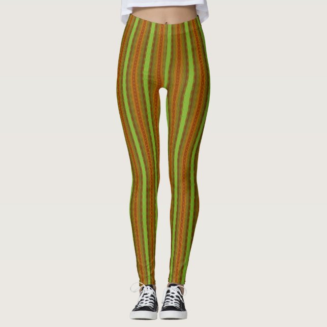 Leggings  Olive & Honey Browns Vertical Stripe Activewear (Devant)