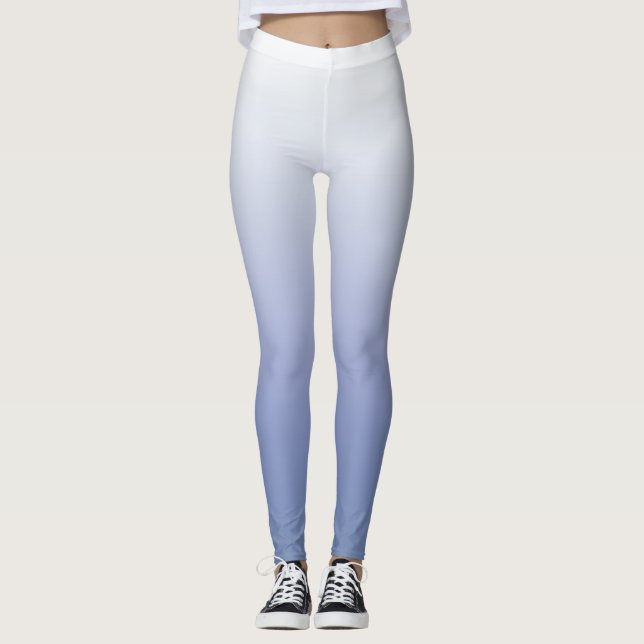 Leggings Ombre bleu et blanc chic moderne (Devant)