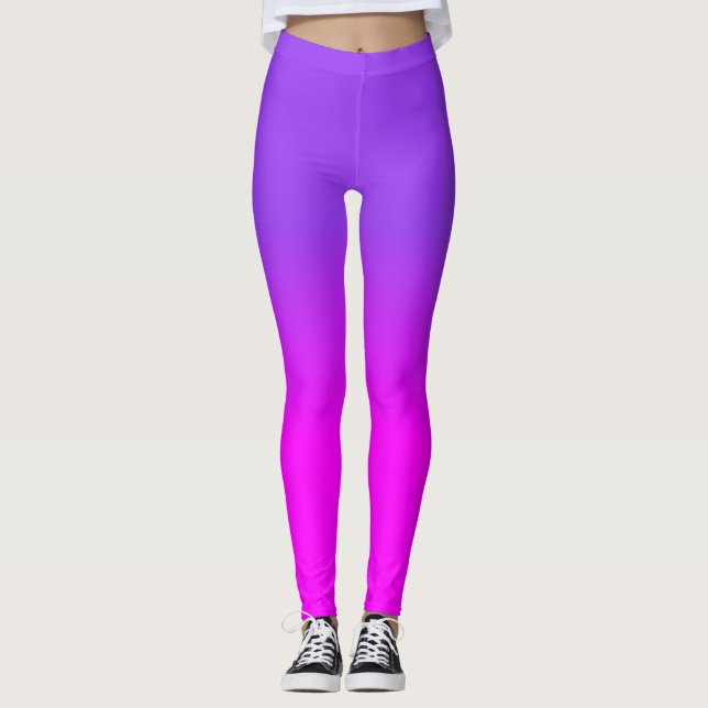 Leggings Ombre couleur teinte couleur néon violet et rose c (Devant)
