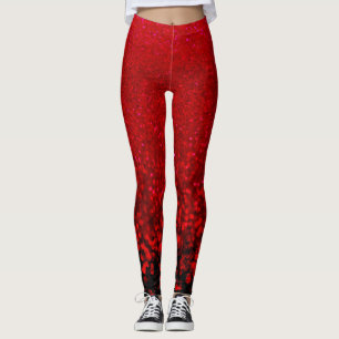 Leggings Ombre de parties scintillant rouge et noir