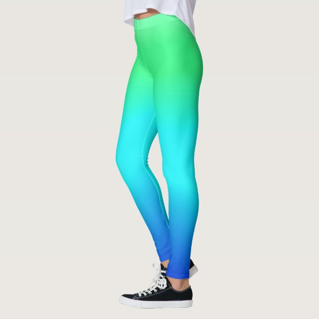 Leggings Ombre d'eau Cool verte, bleue et turquoise (Gauche)