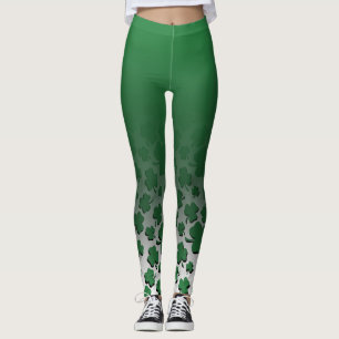 Leggings Ombre et vert au-dessus de motif noir de shamrock