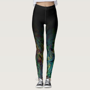 Leggings Ombre noir au-dessus d'art abstrait multicolore