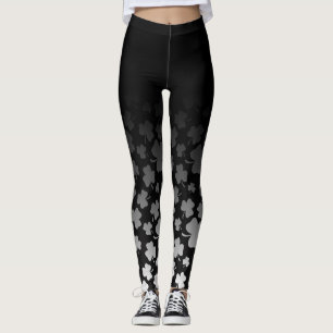Leggings Ombre noir et blanc sur le shamrock noir