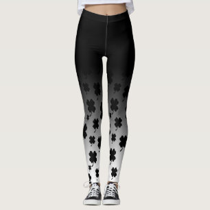 Leggings Ombre noir et noir sur le trèfle de feuille du