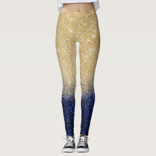 Leggings Ombre Parties scintillant or et bleu design de lux