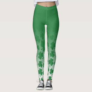 Leggings Ombre vert et motif vert de shamrock au-dessus du