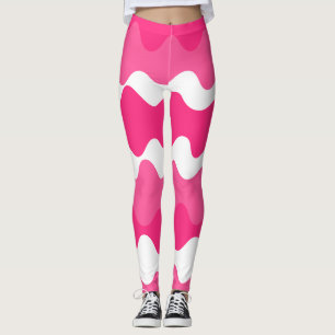 Leggings Ondes horizontales roses et blanches motif