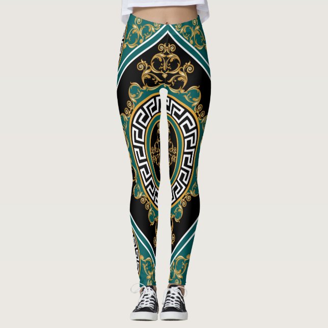 Leggings Or baroque : Elégance noire (Devant)