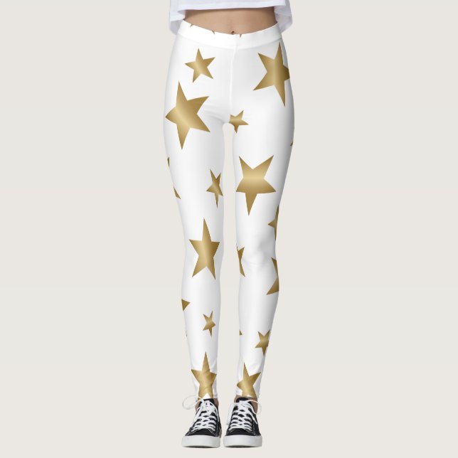 Leggings or et guêtres métalliques blanches de mode (Devant)