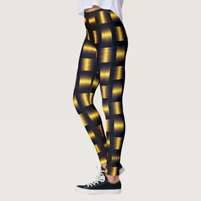 Leggings or noir en treillis doré (Gauche)