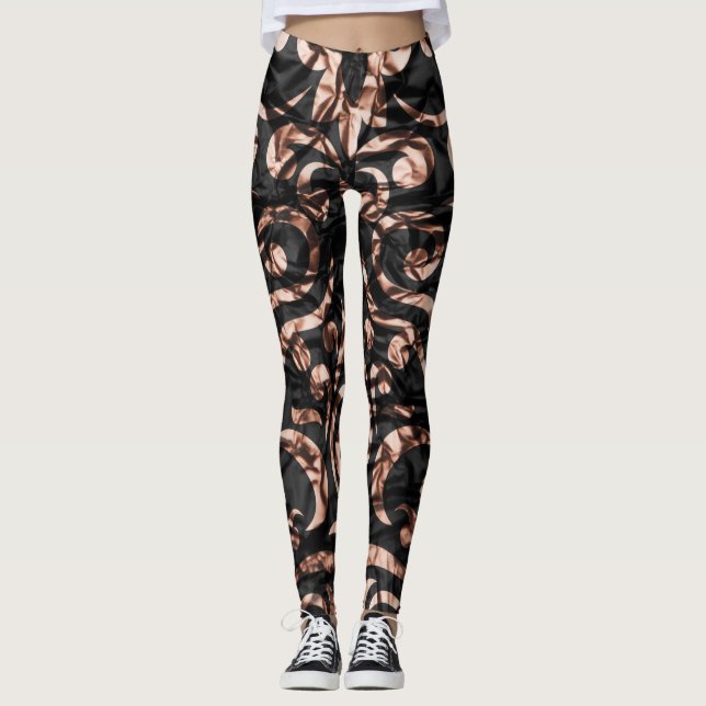 Leggings Or rose d'amusement et moderne noir (Devant)