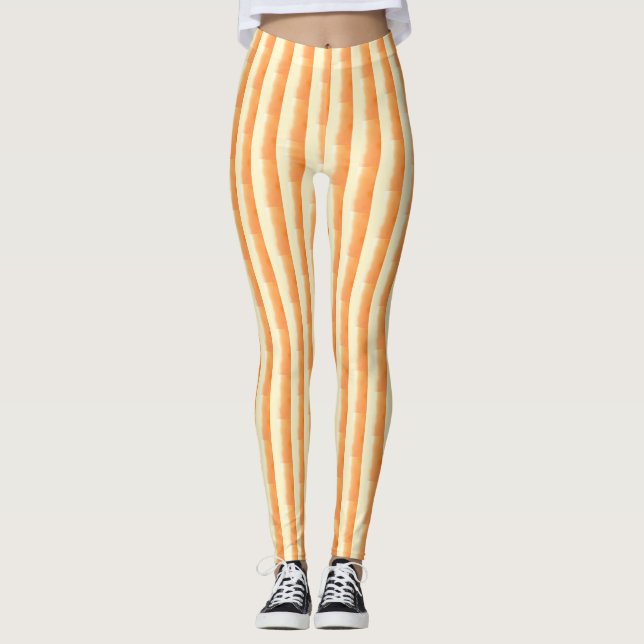 Leggings Orange Brown Brush Stroke Vertical Stripes (Devant)