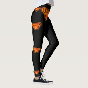 Leggings orange butterfly on dark