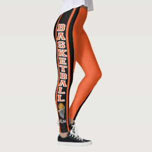 Leggings Orange de basket-ball monogramme
