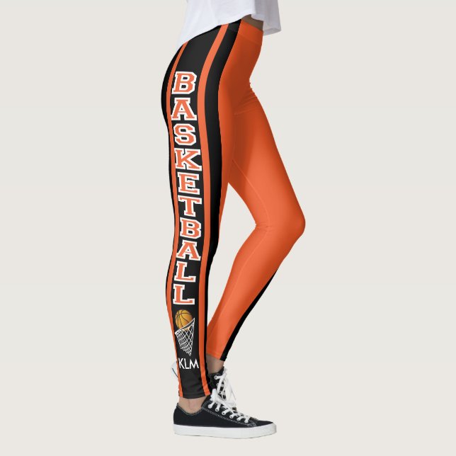 Leggings Orange de basket-ball monogramme (Droite)