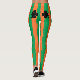 Leggings Orange de vert de shamrocks du jour Irlande de