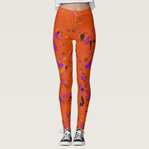 Leggings Orange, jaune, Purple and Black Abstract